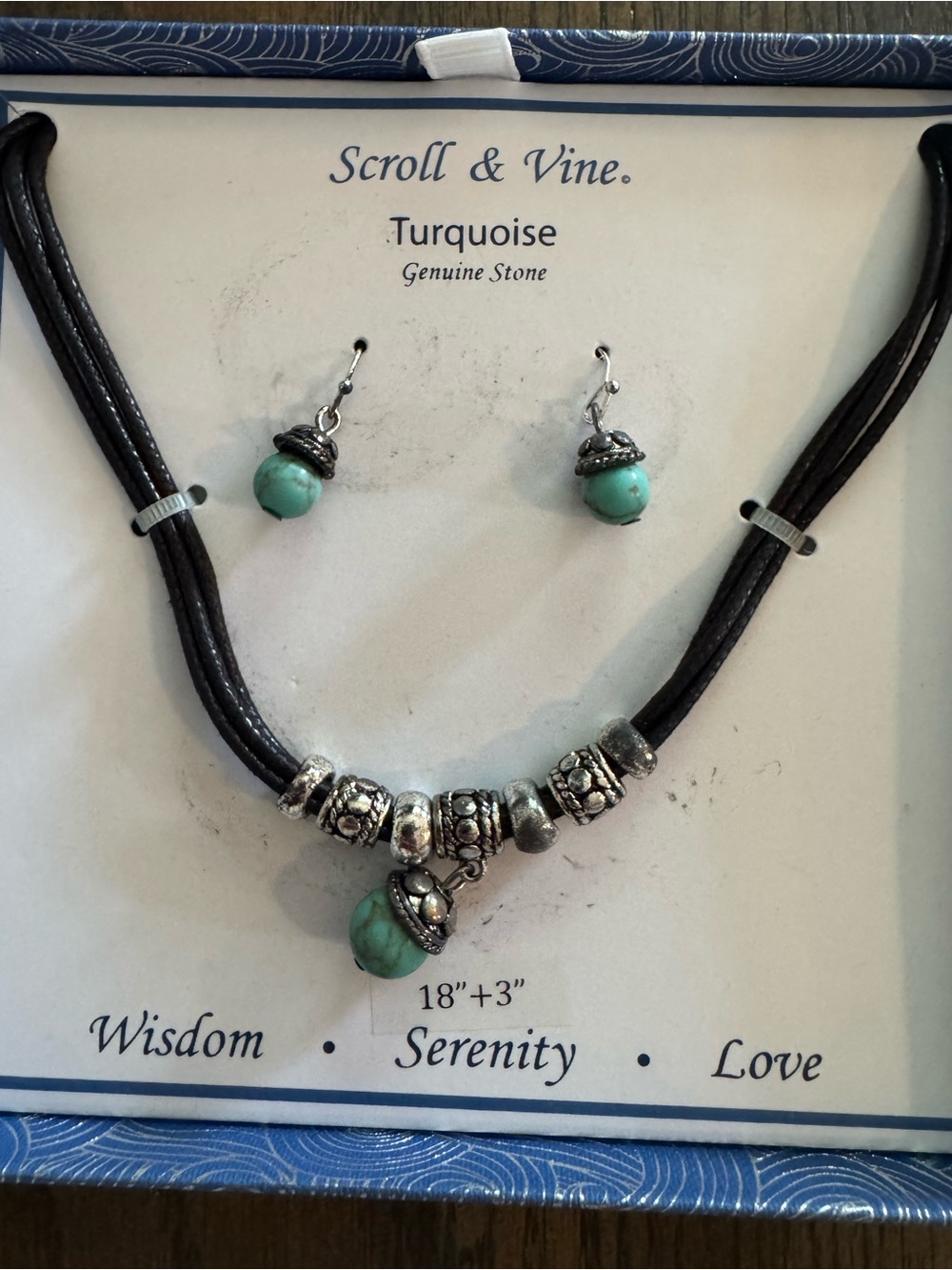 Scroll & Vine Turquoise Bead Necklace and Earrings Set NEW!